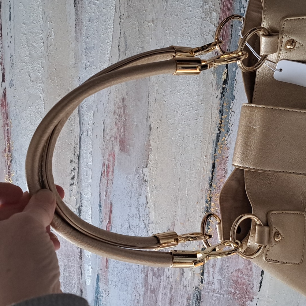 C Metallic Gold Tote with Tassel Accent - Picture 2 of 11